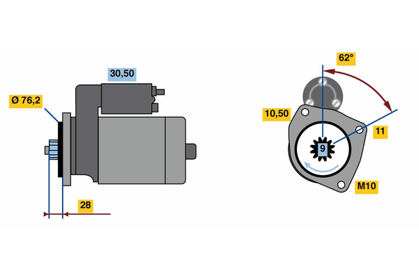 BOSCH Starter 0986024050 for VW PORSCHE