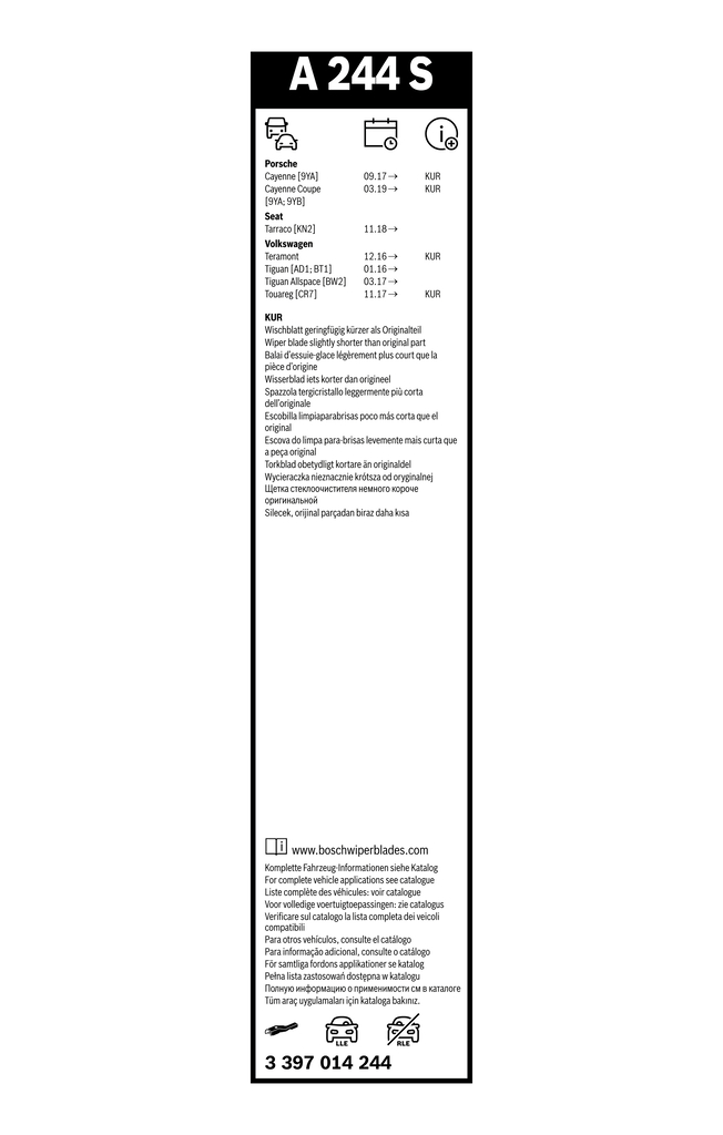 BOSCH Viskerblad 3397014244 for VW