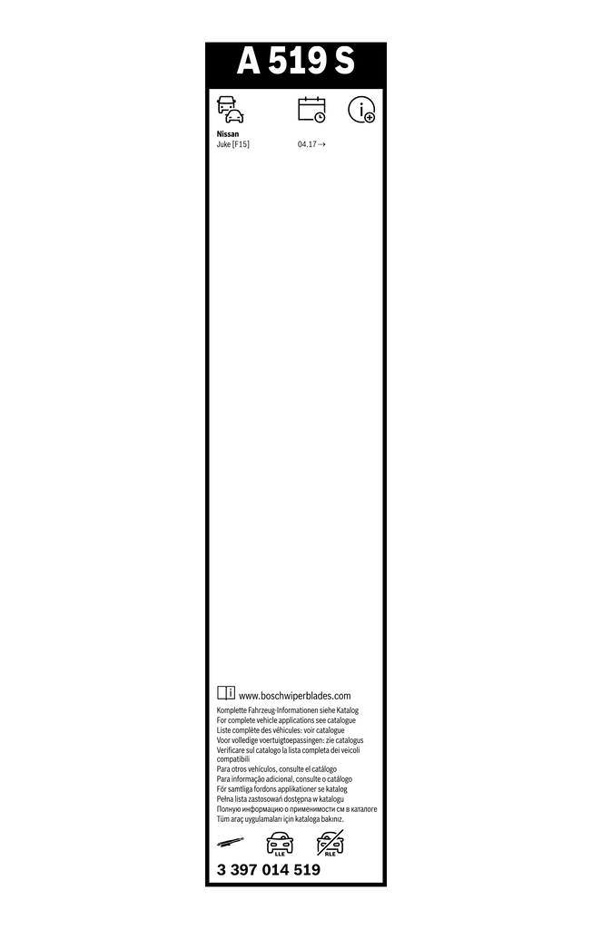 BOSCH Viskerblad 3397014519 for NISSAN