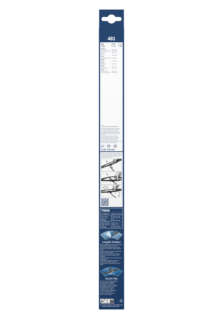 BOSCH Viskerblad 3397118542 foran for DAIHATSU TOYOTA PROTON