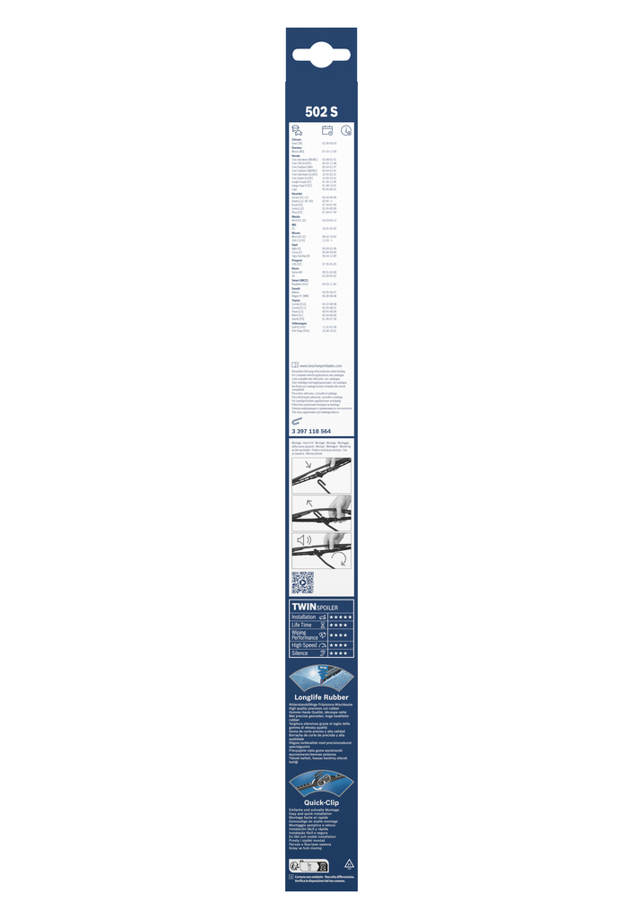 BOSCH Viskerblad 3397118564 for OPEL PEUGEOT HONDA TOYOTA HYUNDAI PROTON