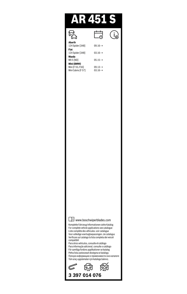 BOSCH Viskerblad 3397014076 foran for BMW