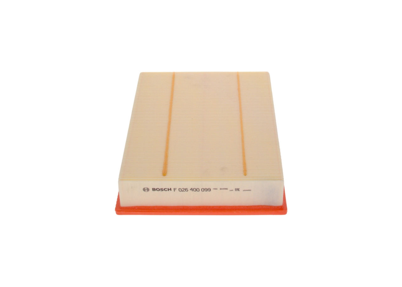 BOSCH Luftfilter f026400099 Filterindsats length_mm_203|Længde [mm]|302 width_mm_206|Bredde [mm]|225 height_mm_209|Højde [mm]|57 quantity_563|Mængde|1
