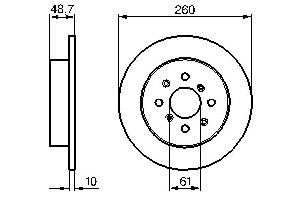 BOSCH Bremseskive 0986479014 fuld 260mm 10mm for HONDA ROVER