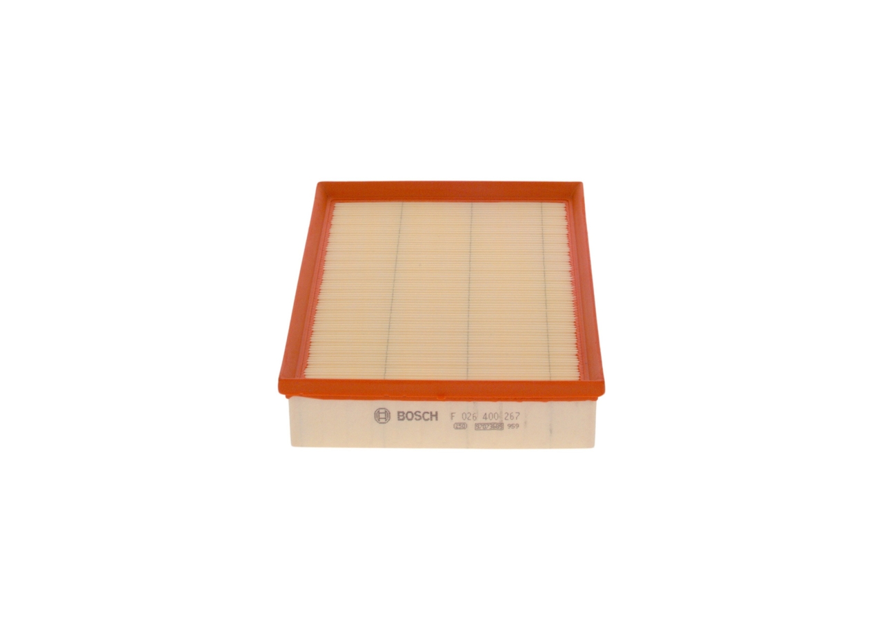 BOSCH Luftfilter f026400267 Filterindsats length_mm_203|Længde [mm]|246 width_mm_206|Bredde [mm]|197 height_mm_209|Højde [mm]|50 50mm for RENAULT