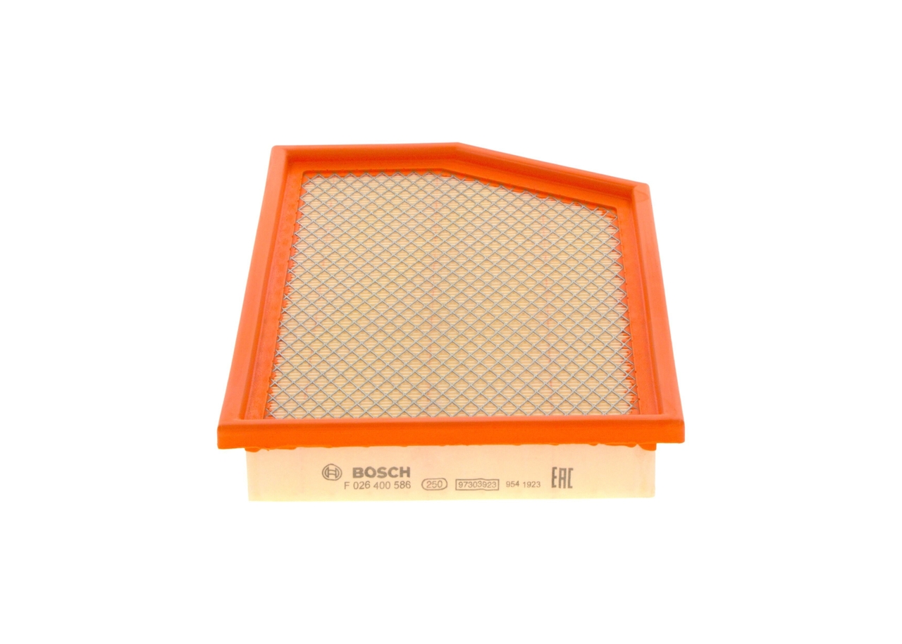BOSCH Luftfilter f026400586 Filterindsats length_mm_203|Længde [mm]|268 width_mm_206|Bredde [mm]|185 height_mm_209|Højde [mm]|48 48mm for OPEL GMC CH