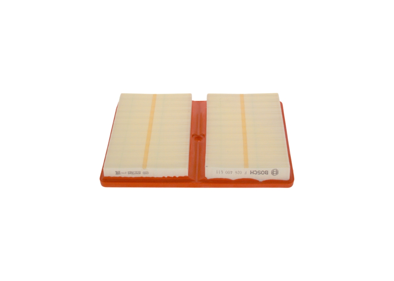 BOSCH Luftfilter f026400611 Filterindsats length_mm_203|Længde [mm]|270 width_mm_206|Bredde [mm]|220 height_mm_209|Højde [mm]|28 28mm for VW