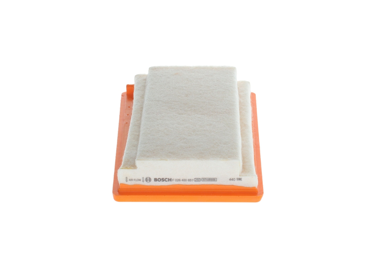 BOSCH Luftfilter F 026 400 651 Filterindsats length_mm_203|Længde [mm]|246 length_1_mm_814|Længde 1 [mm]|164 width_mm_206|Bredde [mm]|175 height_mm_20