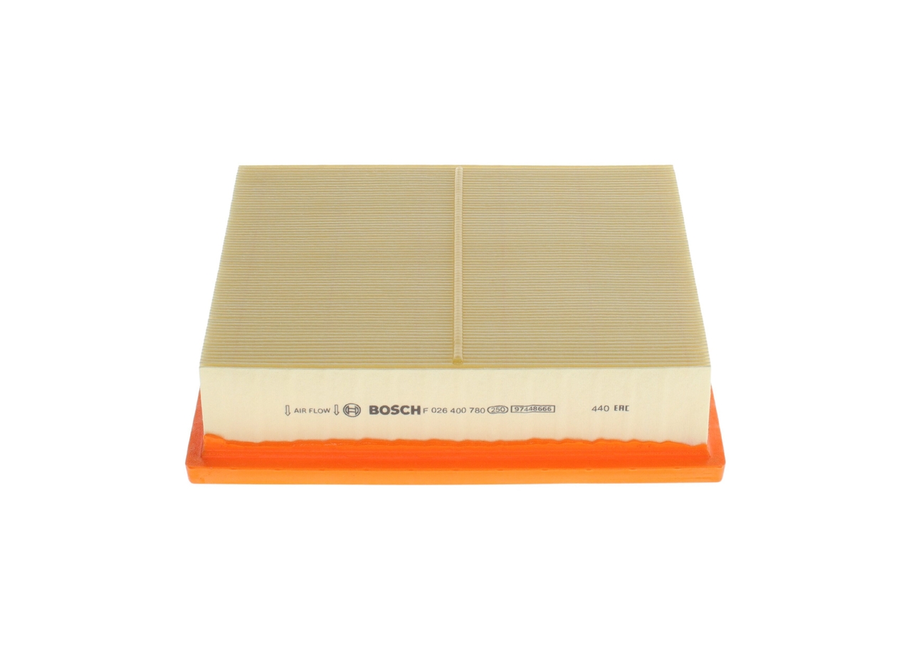 BOSCH Luftfilter F 026 400 780 Filterindsats length_mm_203|Længde [mm]|223,5 width_mm_206|Bredde [mm]|243,5 height_mm_209|Højde [mm]|57 57mm for LEXU