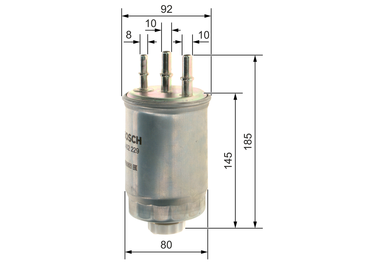 BOSCH Brændstof-filter f026402229 Lednings 185mm for SSANGYONG