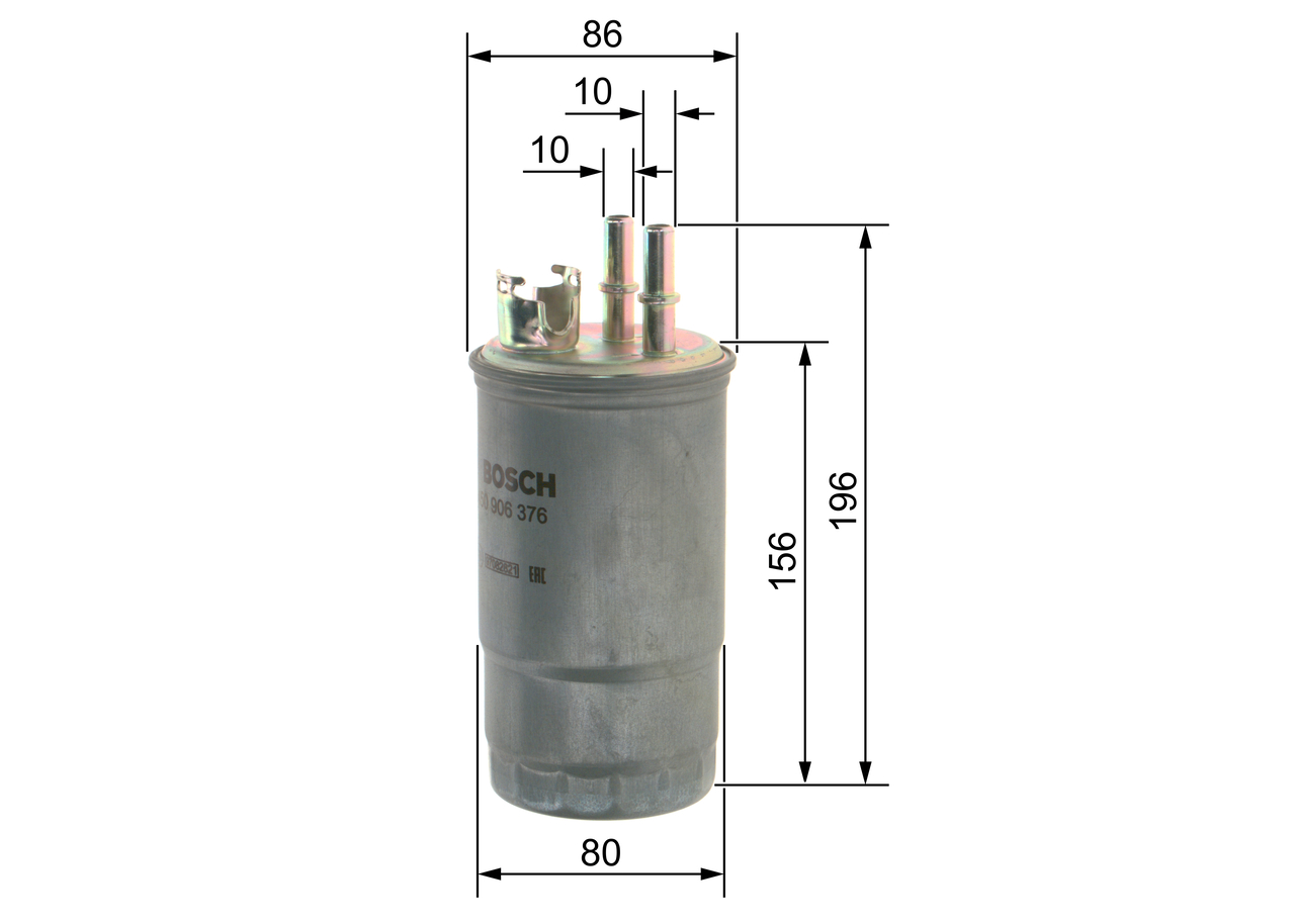 BOSCH Brændstof-filter 0450906376 Lednings 195,5mm for FORD