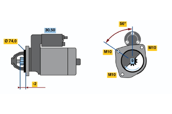 BOSCH Starter 0986016950 for PEUGEOT FIAT LANCIA