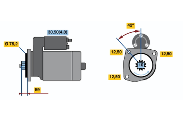 BOSCH Starter 0986020330 for VW