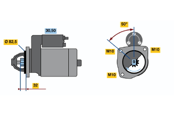 BOSCH Starter 0986015930 for LANCIA FIAT PEUGEOT