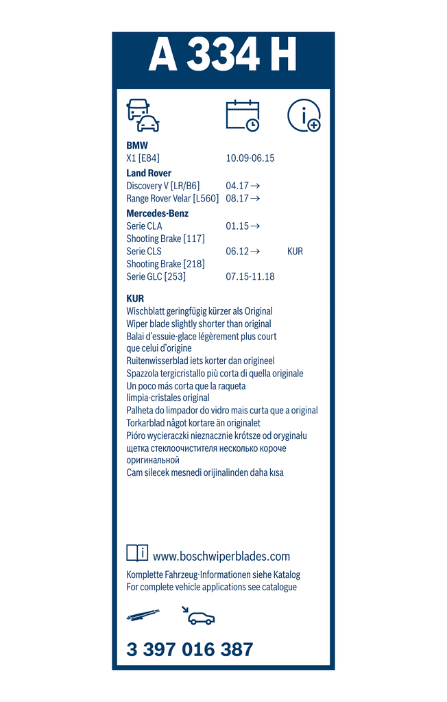 BOSCH Viskerblad 3 397 016 387 for MERCEDES-BENZ BMW LAND ROVER