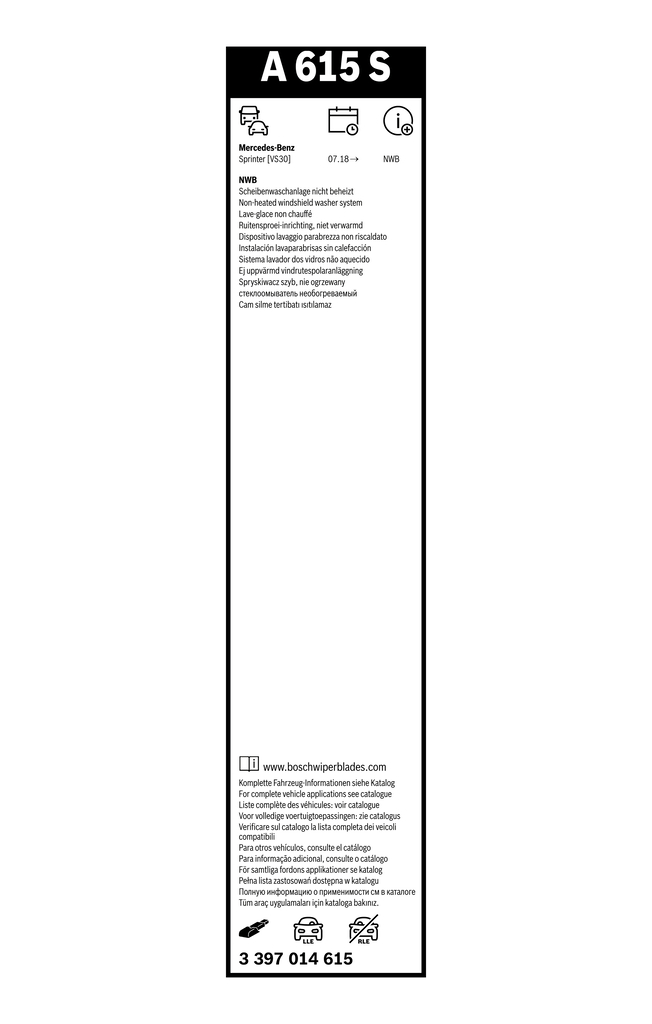 BOSCH Viskerblad 3397014615 for MERCEDES-BENZ