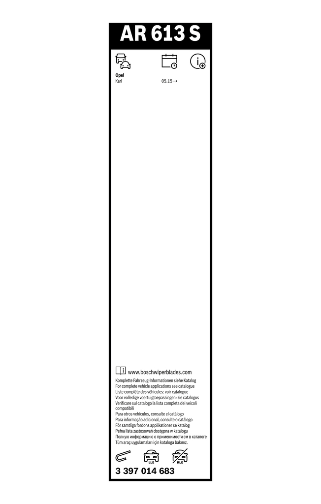 BOSCH Viskerblad 3397014683 foran for OPEL