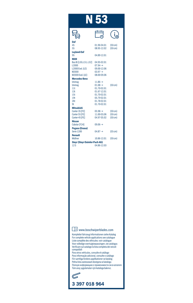 BOSCH Viskerblad 3397018964 for DAF VOLVO PEUGEOT VW FORD MAN MERCEDES-BENZ RENAULT