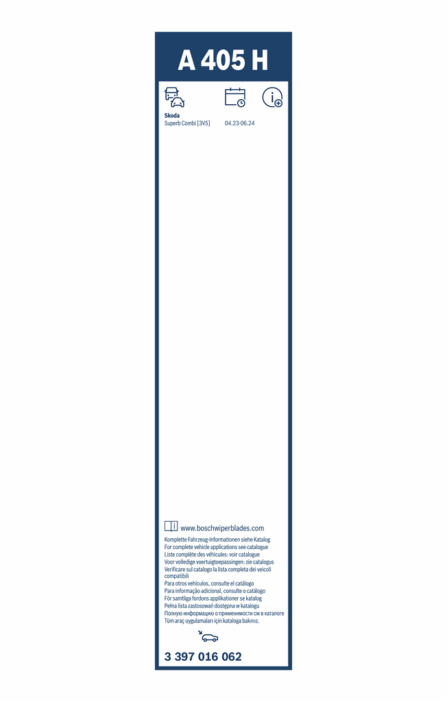 BOSCH Viskerblad 3 397 016 062 for VW
