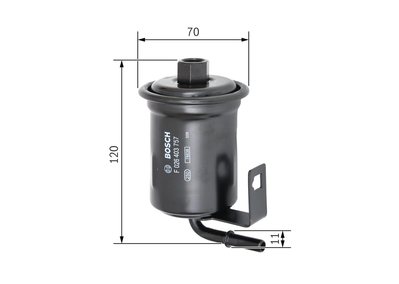 BOSCH Brændstof-filter f026403757 Lednings 120mm for LEXUS