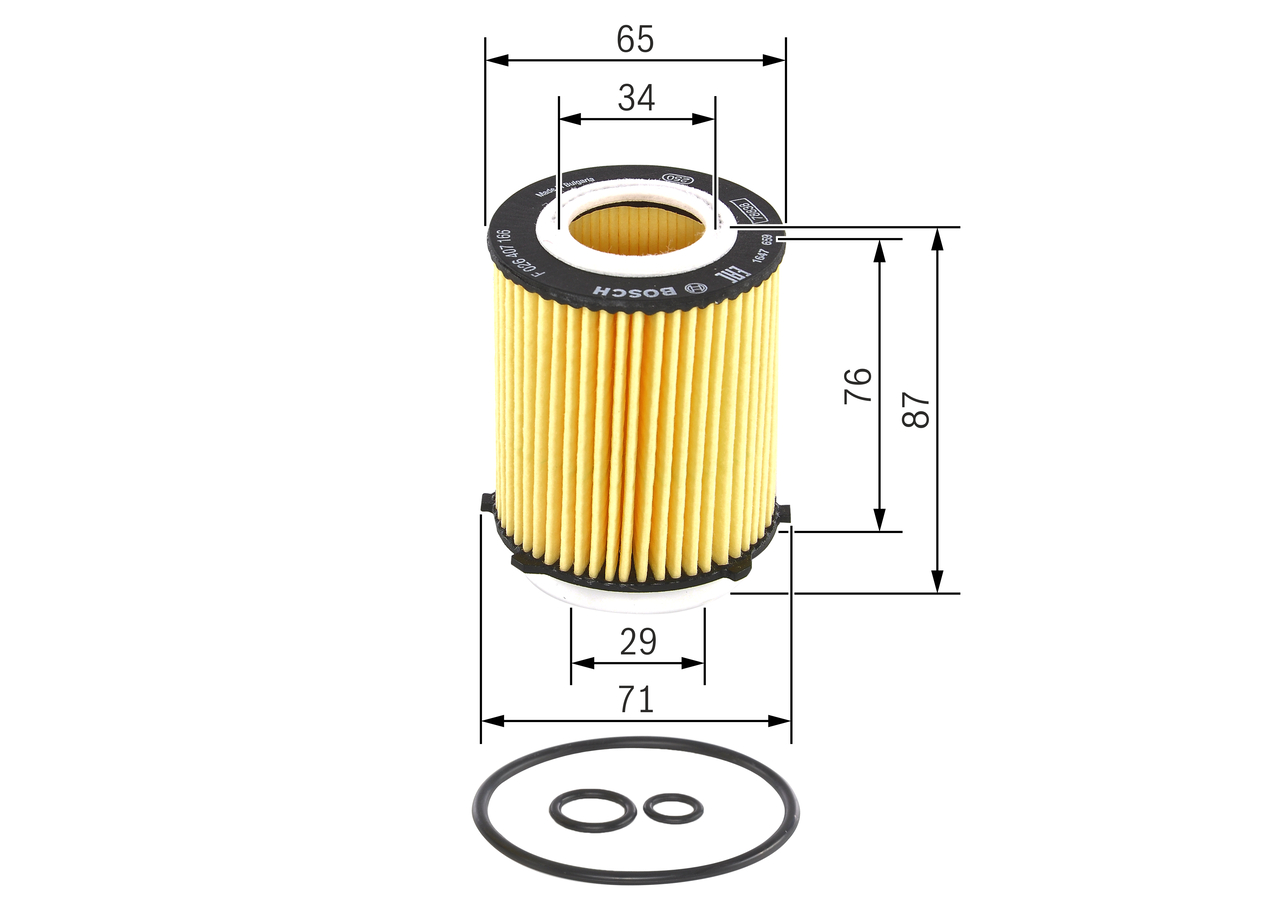 BOSCH Oliefilter f026407166 Filterindsats supplementary_articlesupplementary_info_596|Tillægsartikel/Yderligere info.|med pakninger height_mm_209|Højd