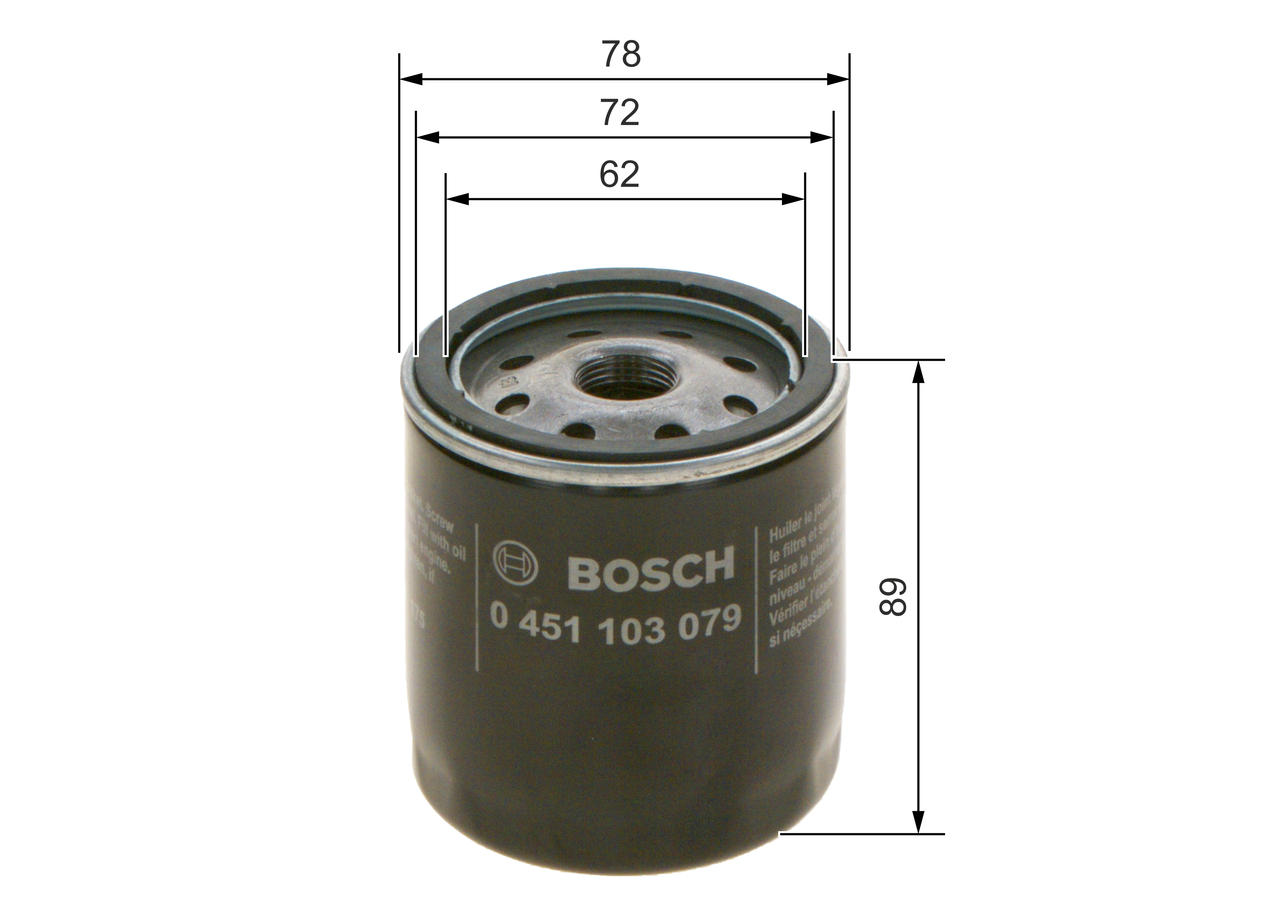 BOSCH Oliefilter 0 451 103 079 Påskruet 89mm M 18 x 1,5 for OPEL SAAB GMC BUICK HOLDEN VAUXHALL CHEVROLET DAEWOO ZAZ CHRYSLER PEUGEOT ISUZU NISSAN RE