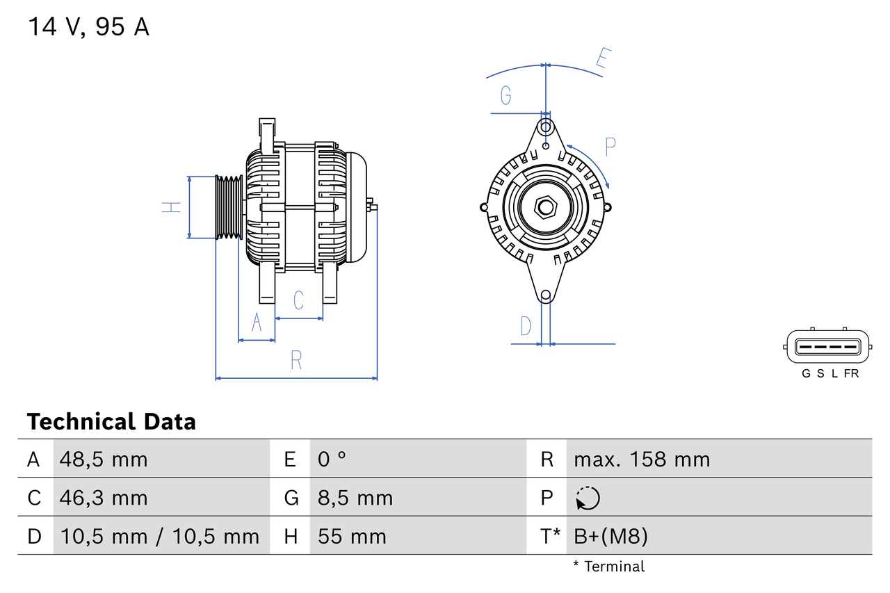 BOSCH Generator 0986085070 for MITSUBISHI