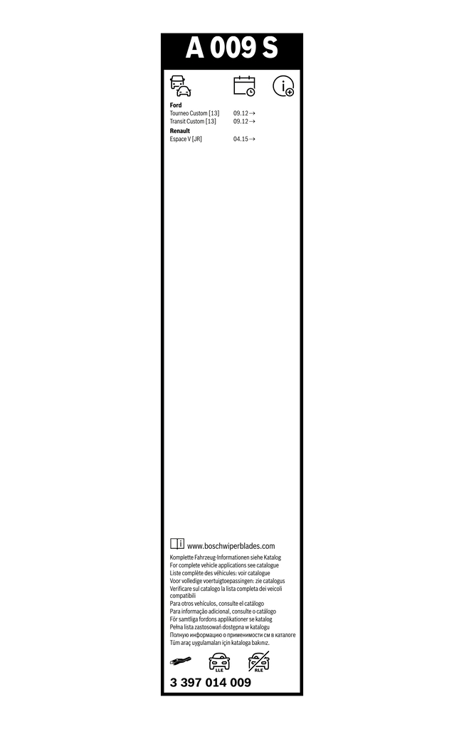 BOSCH Viskerblad 3397014009 for FORD