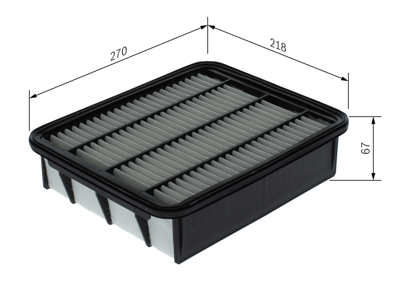 BOSCH Luftfilter f026400740 Filterindsats length_mm_203|Længde [mm]|270 width_mm_206|Bredde [mm]|218 height_mm_209|Højde [mm]|66 66mm for TOYOTA