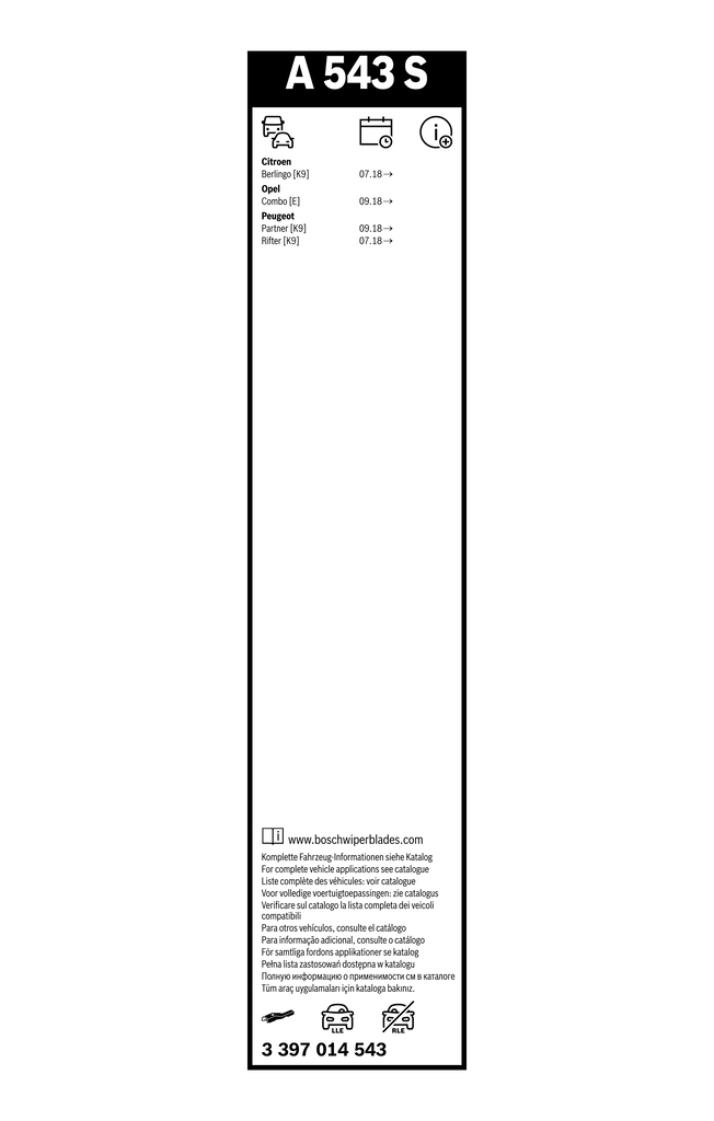 BOSCH Viskerblad 3397014543 for FORD VOLVO OPEL FIAT BMW CITROËN TOYOTA