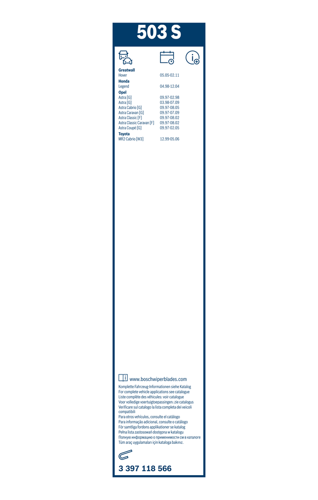 BOSCH Viskerblad 3397118566 for OPEL HOLDEN