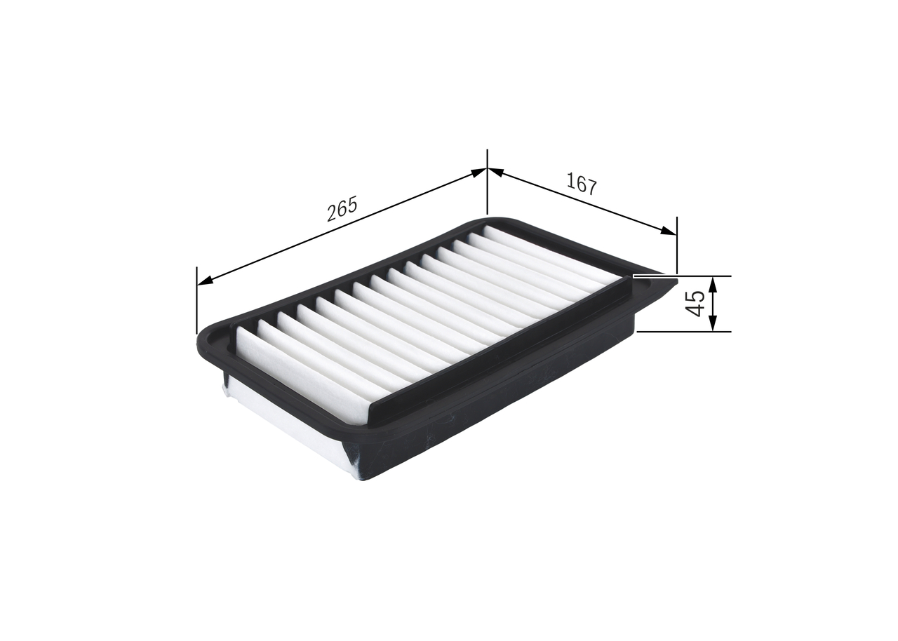 BOSCH Luftfilter f026400420 Filterindsats length_mm_203|Længde [mm]|265 width_mm_206|Bredde [mm]|167 height_mm_209|Højde [mm]|45 quantity_563|Mængde|1