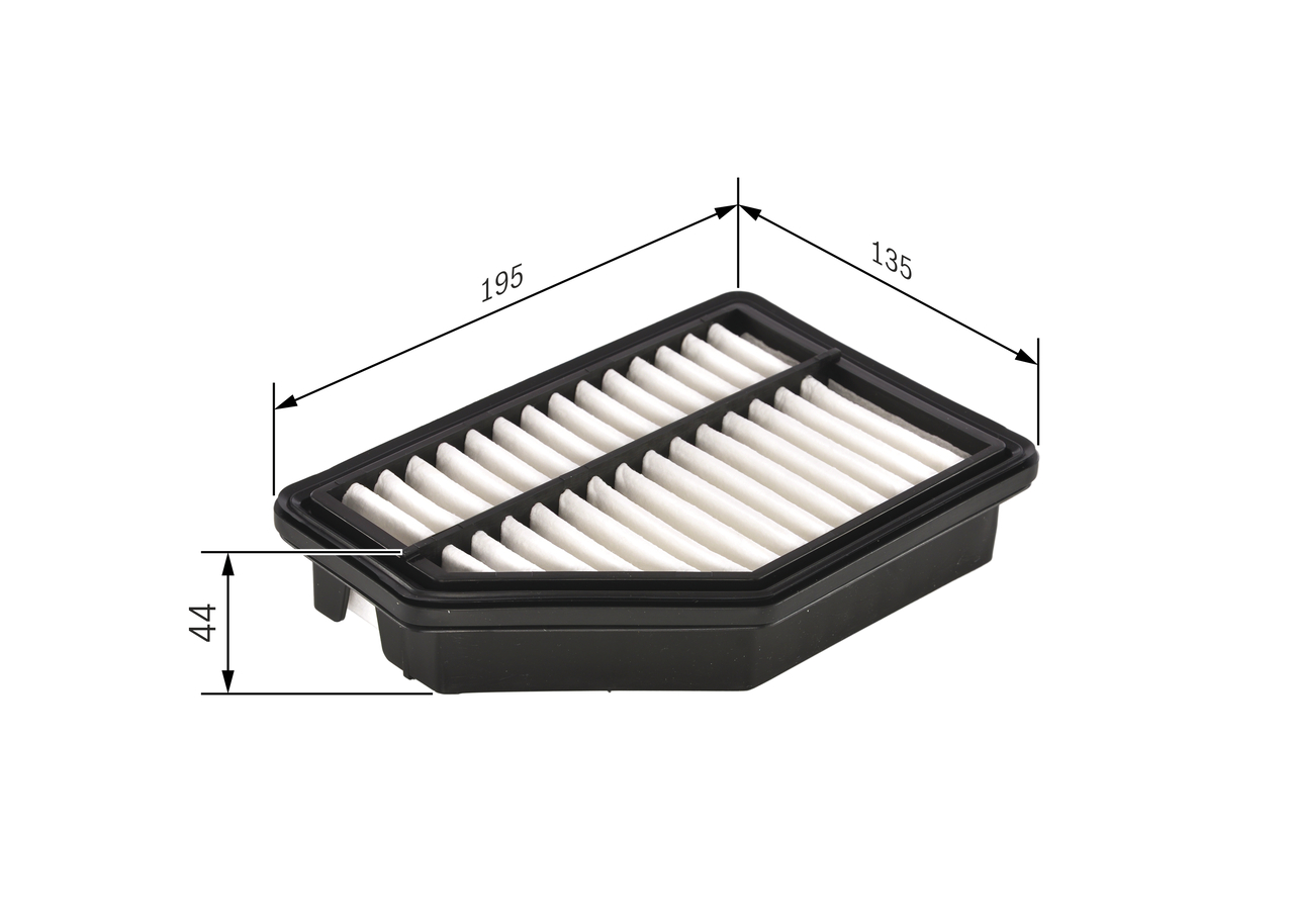 BOSCH Luftfilter f026400161 Filterindsats length_mm_203|Længde [mm]|224 width_mm_206|Bredde [mm]|197 height_mm_209|Højde [mm]|41 41mm for HONDA