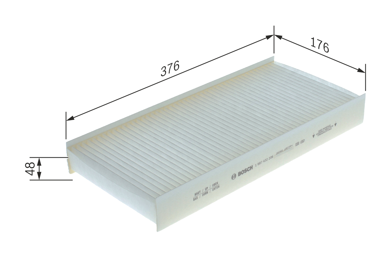 BOSCH Kabineluftfilter 1987432206 for FIAT CITROËN PEUGEOT TOYOTA