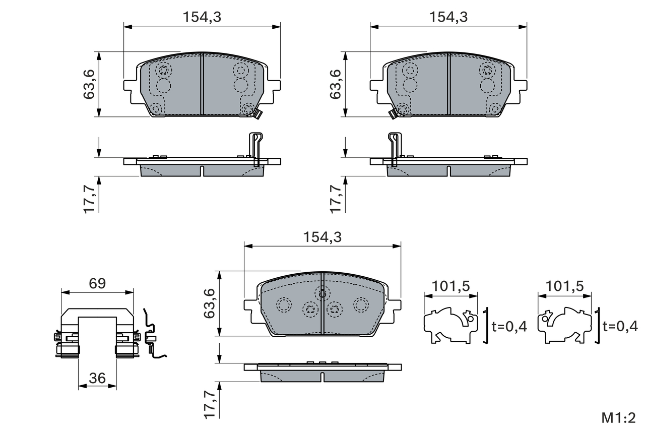 BOSCH Bremseklodser 0986460299 for GENESIS HYUNDAI KIA