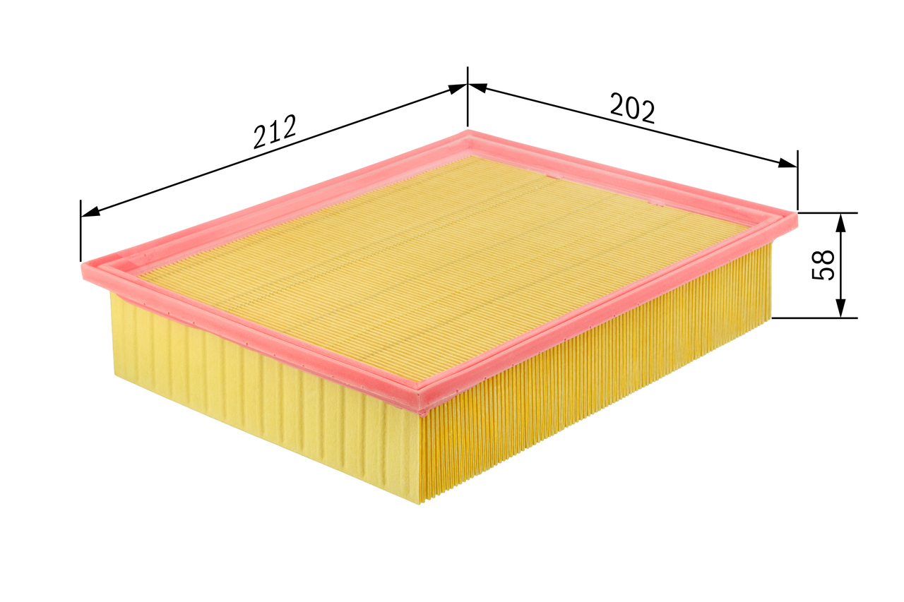 BOSCH Luftfilter f026400057 Filterindsats length_mm_203|Længde [mm]|211 width_mm_206|Bredde [mm]|200 height_mm_209|Højde [mm]|58 58mm for OPEL FIAT V