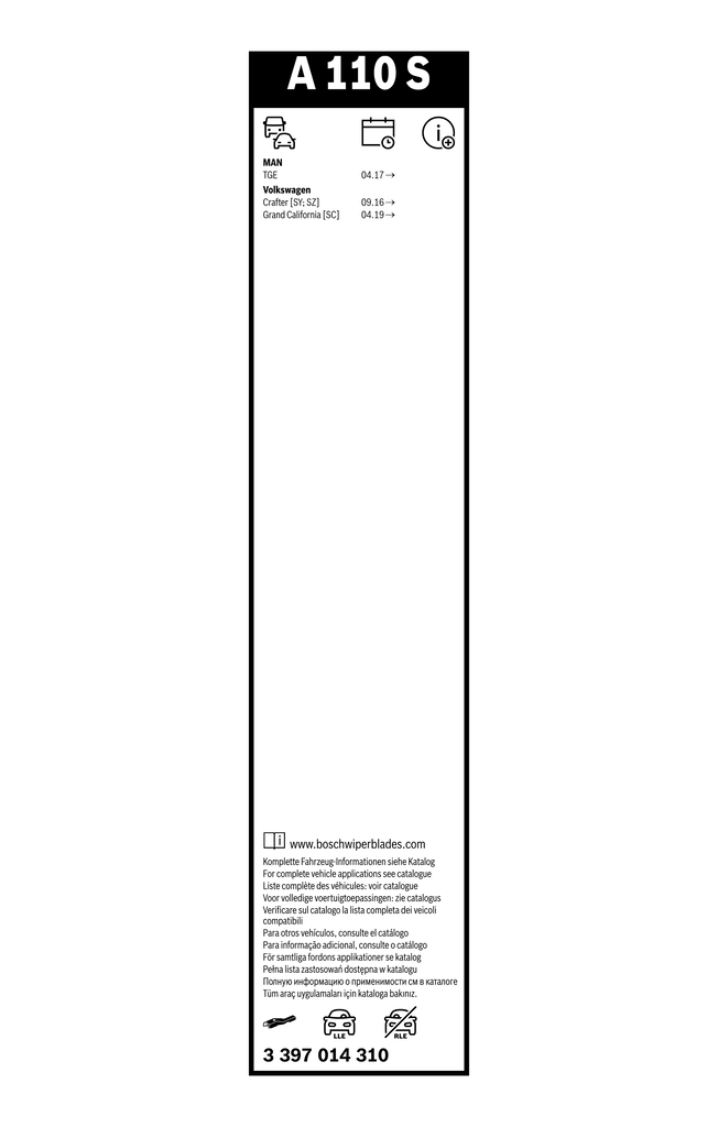 BOSCH Viskerblad 3397014310 for MAN VW