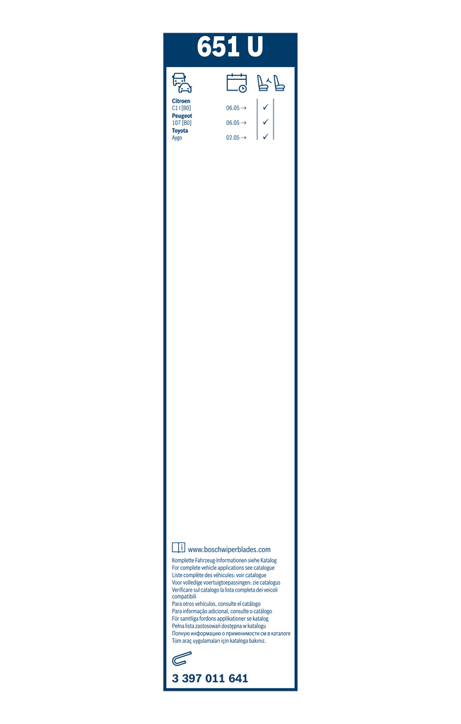 BOSCH Viskerblad 3397011641 for CITROËN PEUGEOT TOYOTA
