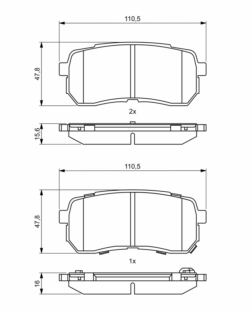 BOSCH Bremseklodser 0986494828 for KIA