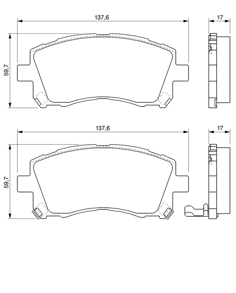 BOSCH Bremseklodser 0986424700 for MITSUBISHI NISSAN SUBARU