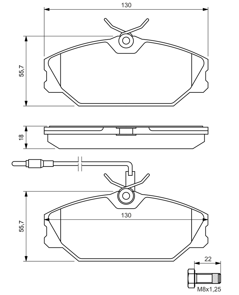 BOSCH Bremseklodser 0 986 461 765 for RENAULT