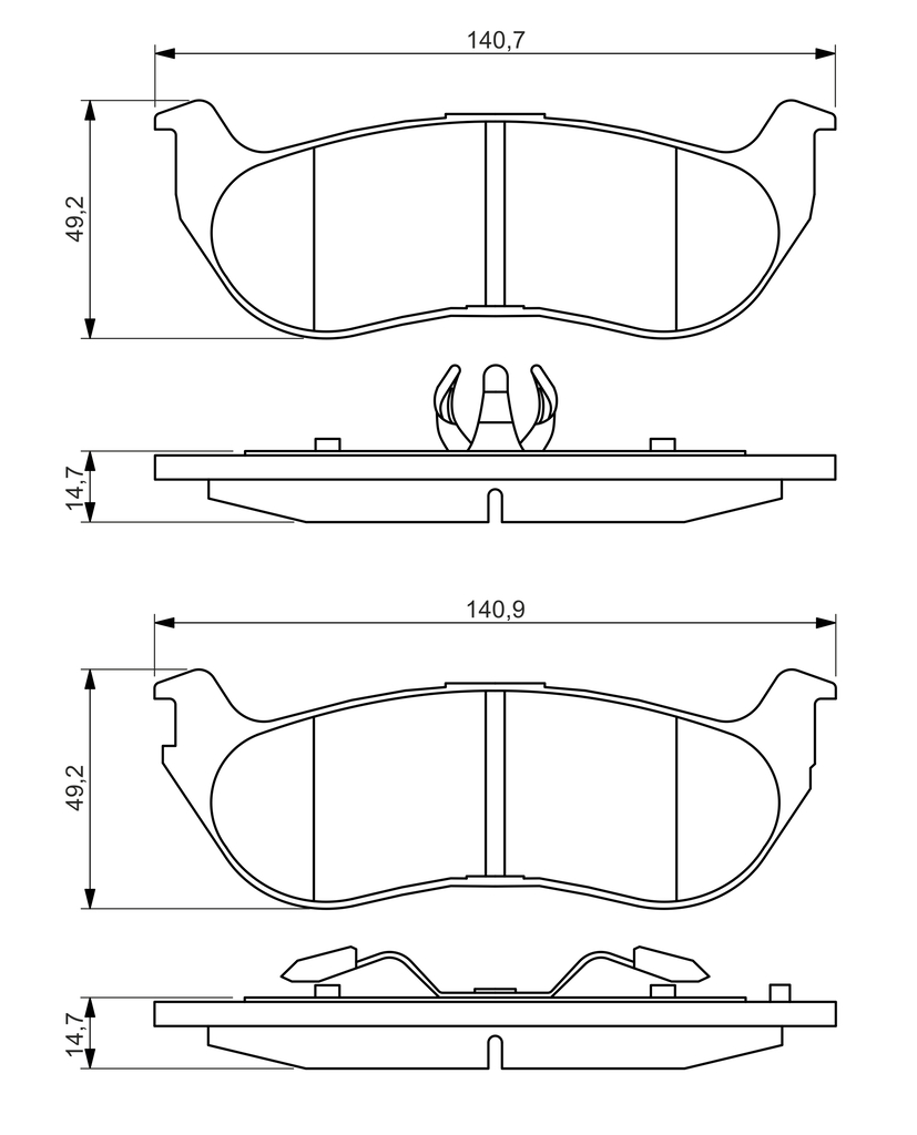 BOSCH Bremseklodser 0986494419 for JEEP CHRYSLER