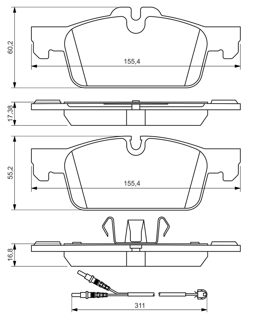 BOSCH Bremseklodser 0986494527 for PEUGEOT