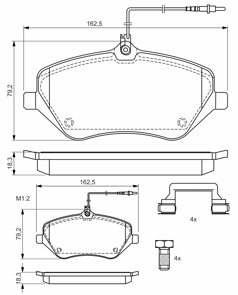 BOSCH Bremseklodser 0986494585 for PEUGEOT