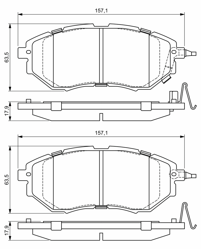 BOSCH Bremseklodser 0986494679 for SUBARU