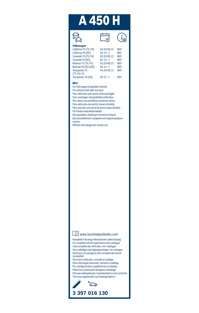 BOSCH Viskerblad 3397016130 for VW
