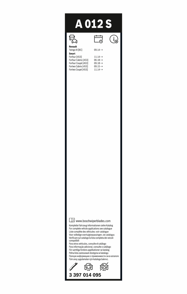 BOSCH Viskerblad 3397014095 for MERCEDES-BENZ SMART