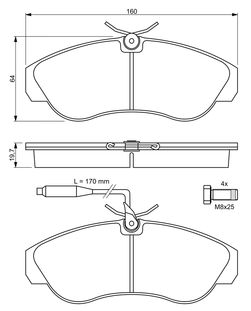 BOSCH Bremseklodser 0986424031 for PEUGEOT DAF LANCIA FIAT