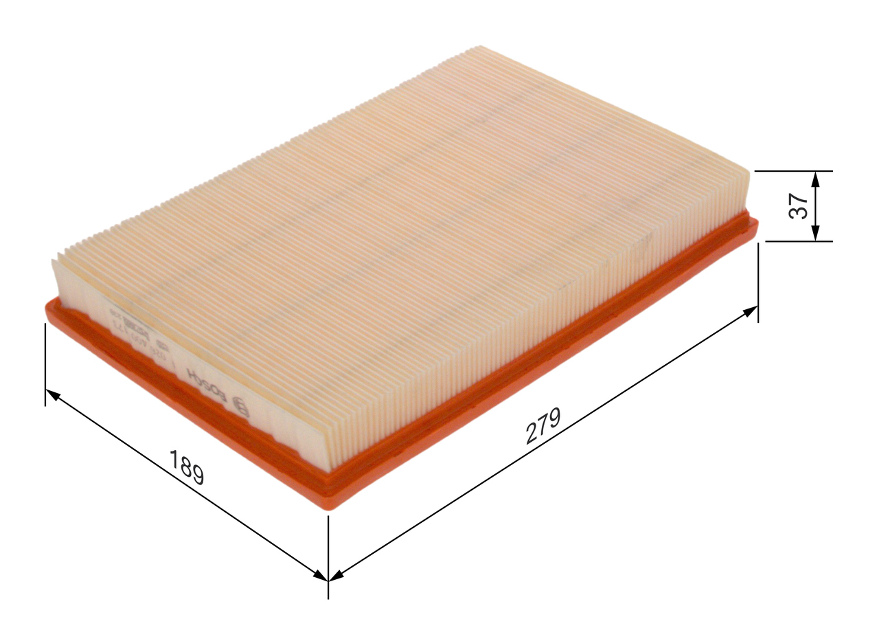 BOSCH Luftfilter f026400173 Filterindsats length_mm_203|Længde [mm]|279 width_mm_206|Bredde [mm]|189 height_mm_209|Højde [mm]|36 36mm for VW