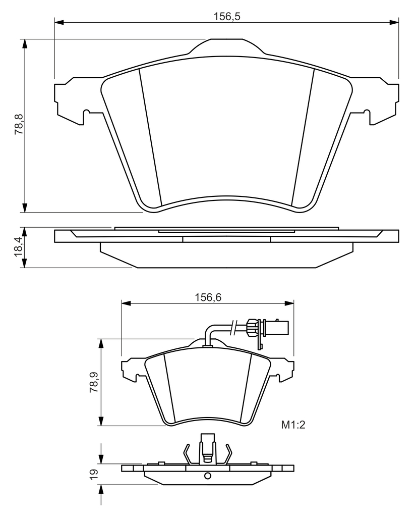 BOSCH Bremseklodser 0986494415 for VW